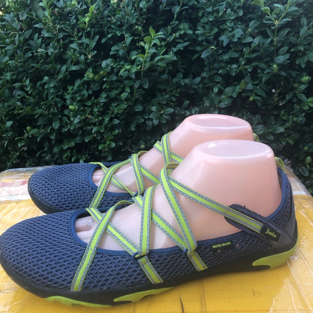 Jambu Women’s Navy and Lime Slip-On Mary Jane Shoes Size 9.5